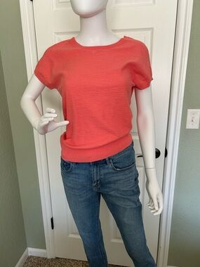 LOFT Coral Short Sleeve Knit Top